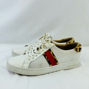 MICHAEL Michael Kors Leopard Stripe White Sneakers Size 8.5